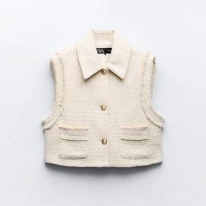ZARA TEXTURED FRAYED VEST